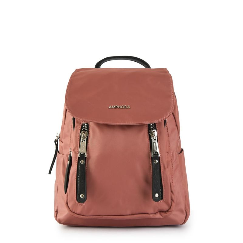 AMPHORA - Mochila Con Tapa Mediana Crofia Rosa Viejo