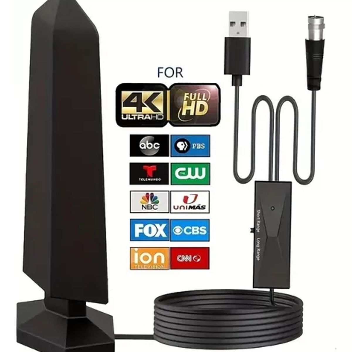 GENERICO - Antena Tv Digital Free Tv Hdtv 4.8 Mts 25 Dbi Interiores