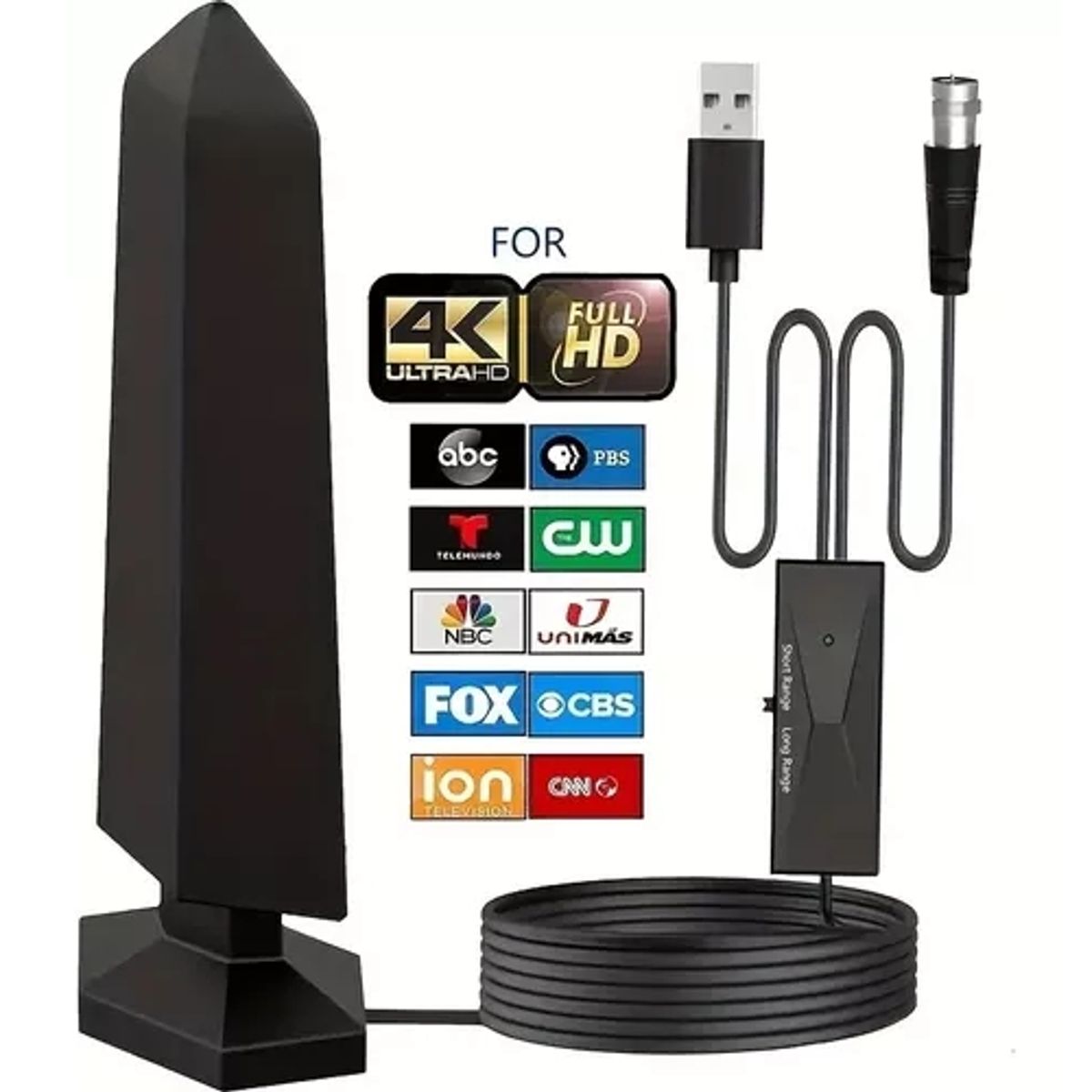 GENERICO - Antena Tv Digital Free Tv Hdtv 4.8 Mts 25 Dbi Interiores