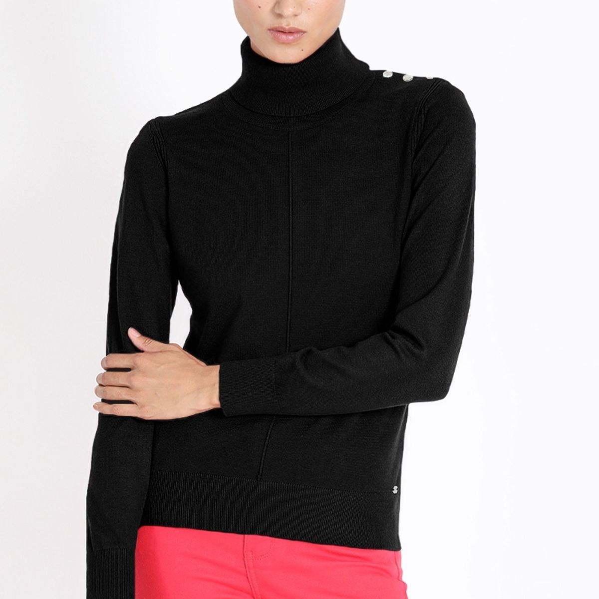 LIOLA - Tejido Punto, Botones En Hombro, Negro Liola