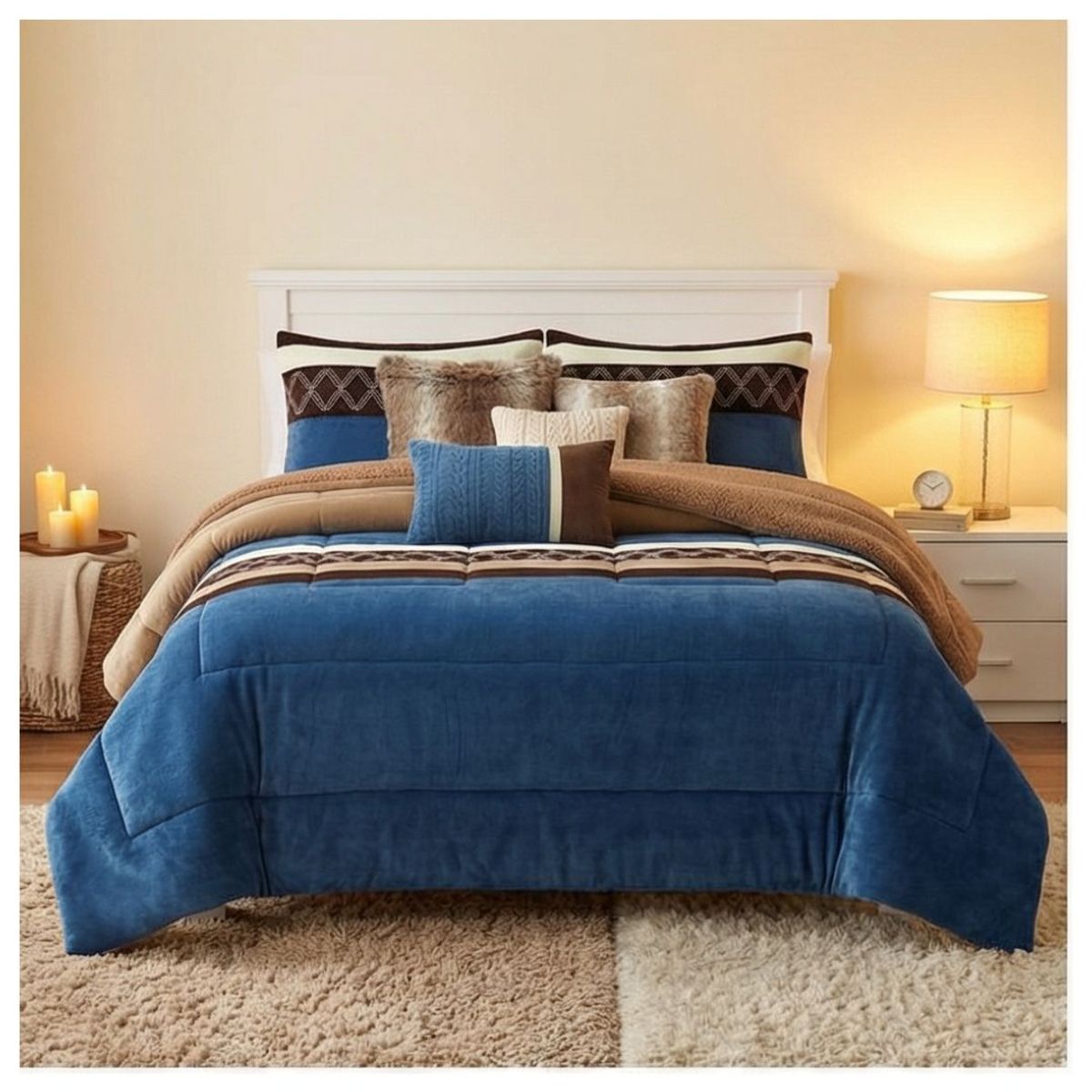 GENERICO - Cobertor Chiporro Invierno King - Azul Café 1509