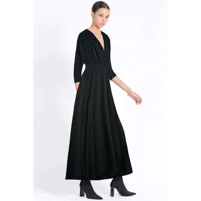 LIOLA - Vestido Maxi, Jersey Negro Liola