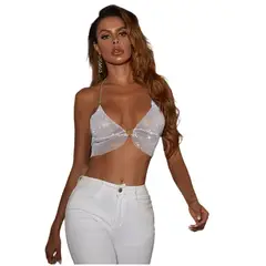 GARSIL - Crop Top Para Mujer Con Brillos - Sostén De Fiesta Con Brillos