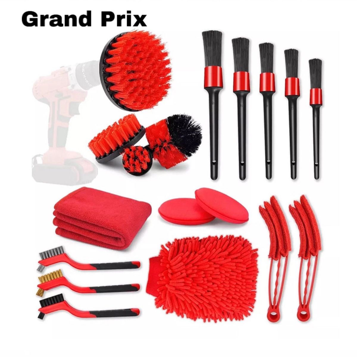 GRAND PRIX - Kit de Limpieza Para Autos Exterior e Interior Set 18 Piezas