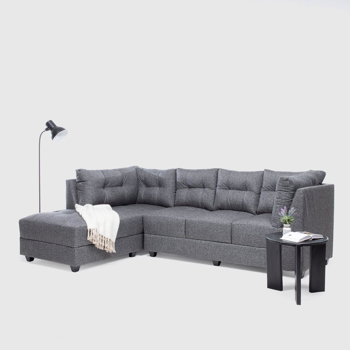 ALMORE - SECCIONAL BUDAPEST TELA GRIS.