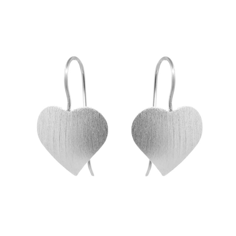 GENERICO - Aros de Plata Corazones Satinados