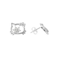 Aros de Plata Figura Hello Kitty Con Circones