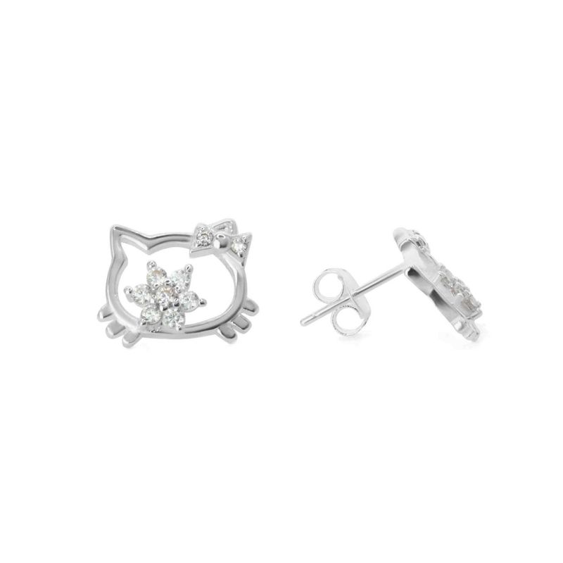 GENERICO - Aros de Plata Figura Hello Kitty Con Circones
