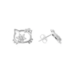 GENERICO - Aros de Plata Figura Hello Kitty Con Circones