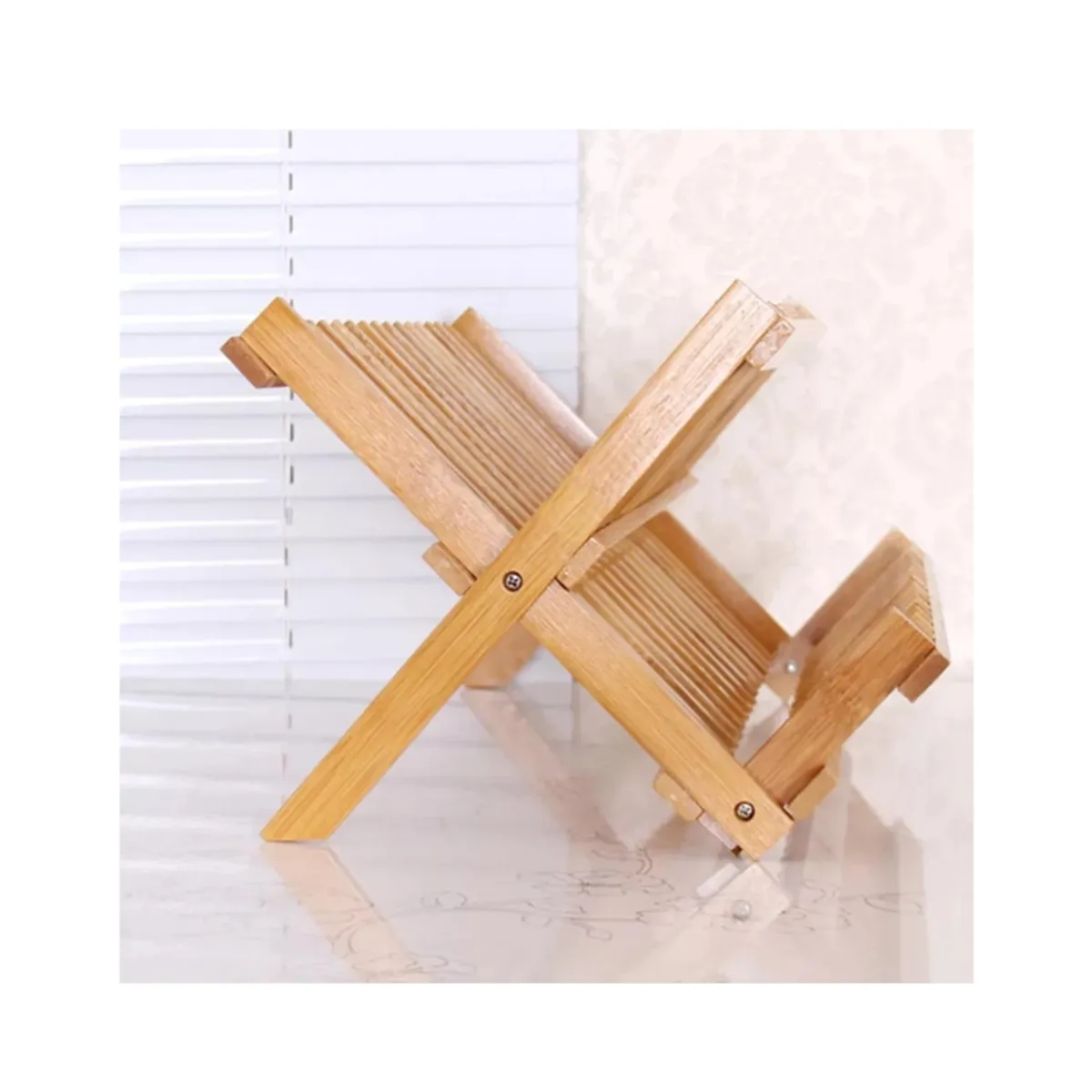 GENERICO - Organizador Escurridor De Platos Auxiliar de Madera Bambú