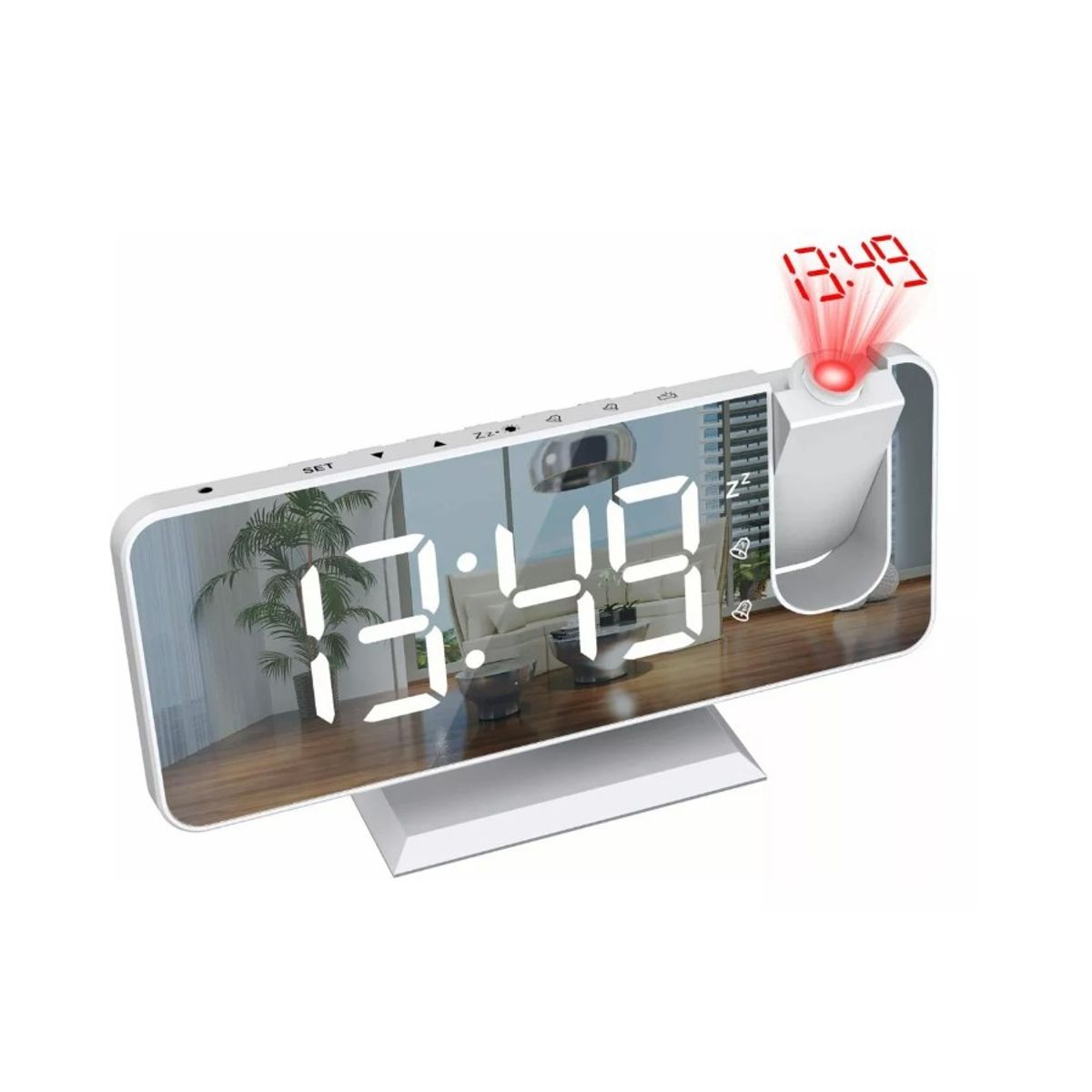 GENERICO - Reloj Despertador Led Con Radio Proyector Y Pantalla Grande