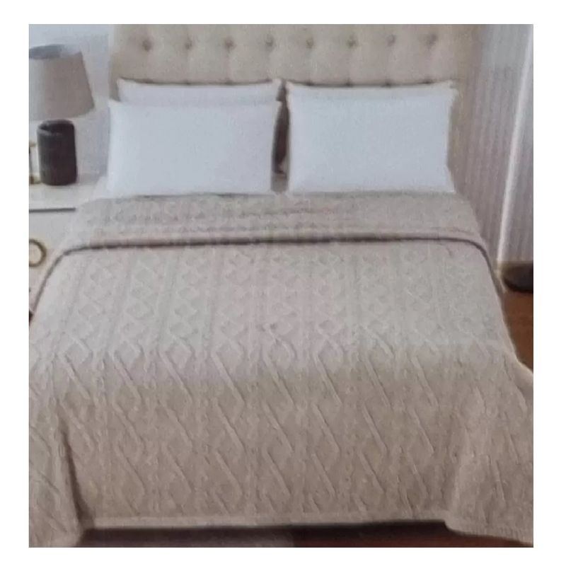 GENERICO - Frazada 1.5 Plazas Con Chiporro Diseño Trenzado Invierno Beige