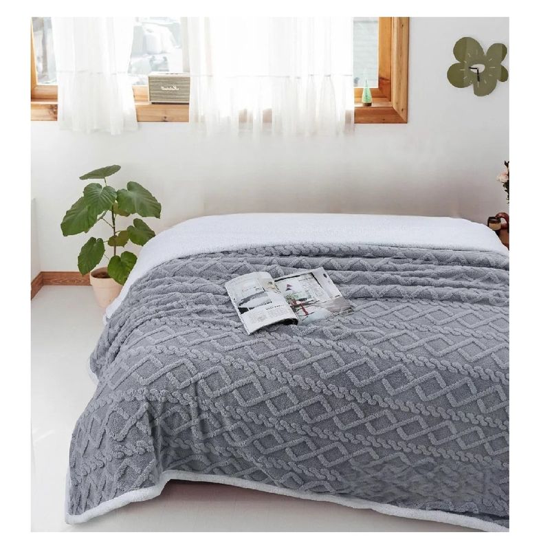 GENERICO - Frazada Polar Con Chiporro Medida 220x230cm - 2 Plazas Gris