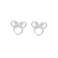 Aros De Plata 925 Minnie Mouse Con Circones Brillantes