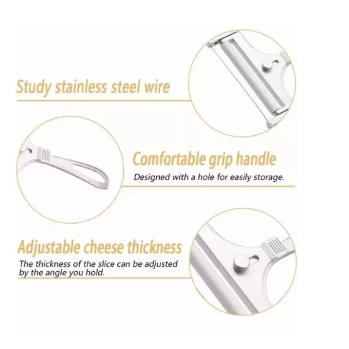 GENERICO - Rebanador Corta Queso Ajustable Aluminio