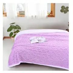 GENERICO - Frazada Polar Con Chiporro Medida 220x230cm King - 2 Plazas Lila