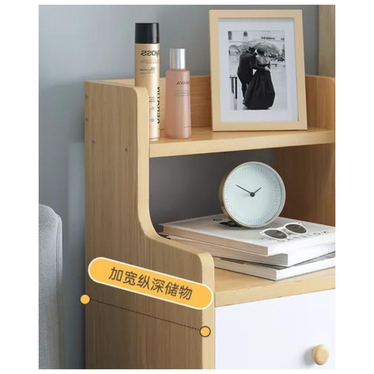 HOMER DESIGN - Mueble Velador Con 3 Cajones Blanco 25x34x87cm