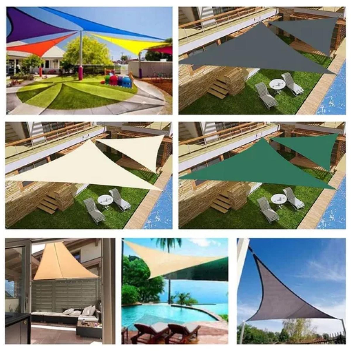 GENERICO - Toldo Vela Malla Sombreadora Triangular Beige 5x5x5Mts Malla Raschel