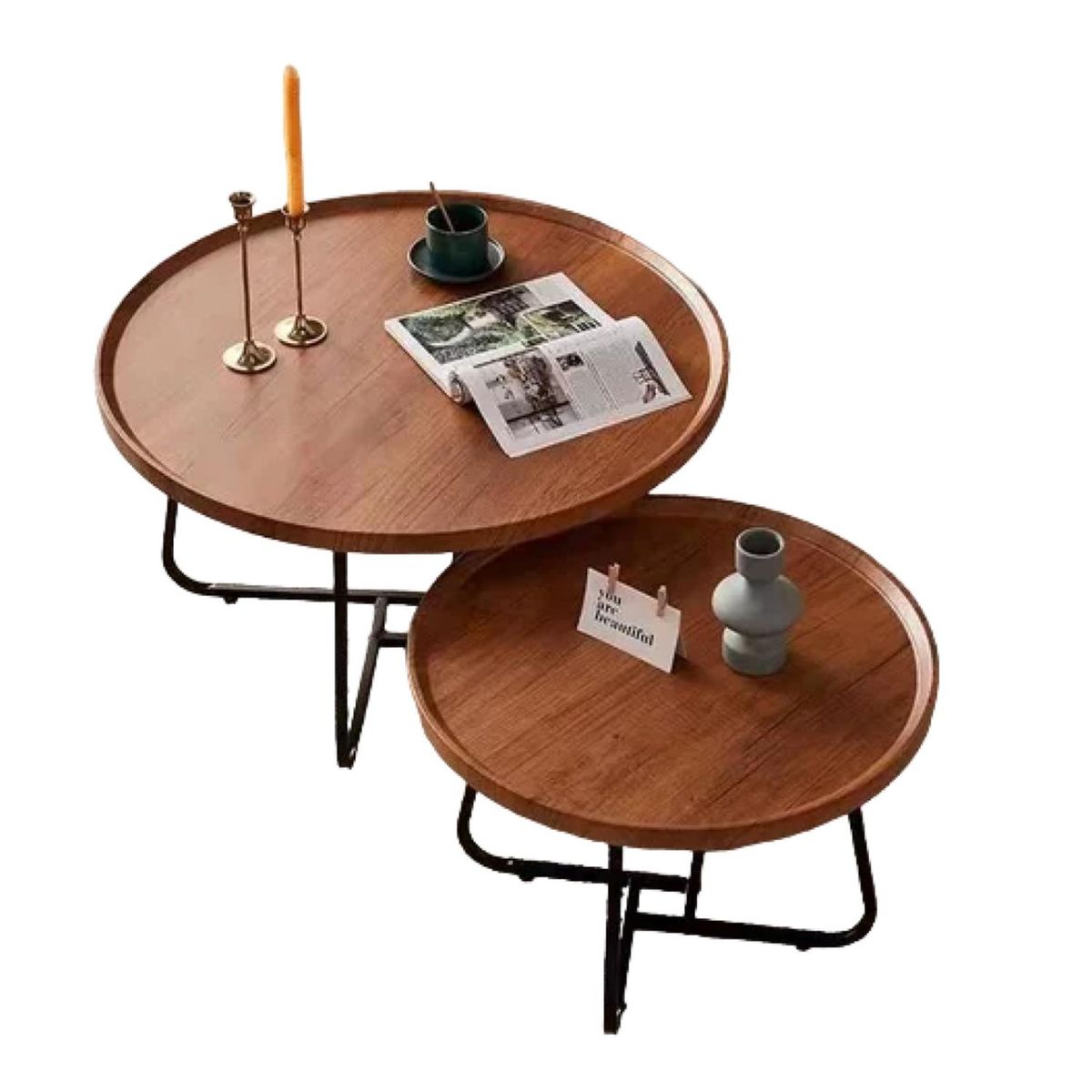 HOMER DESIGN - Set 2 Mesas Centro Redondas Living Cafe Vanguardia Spiro