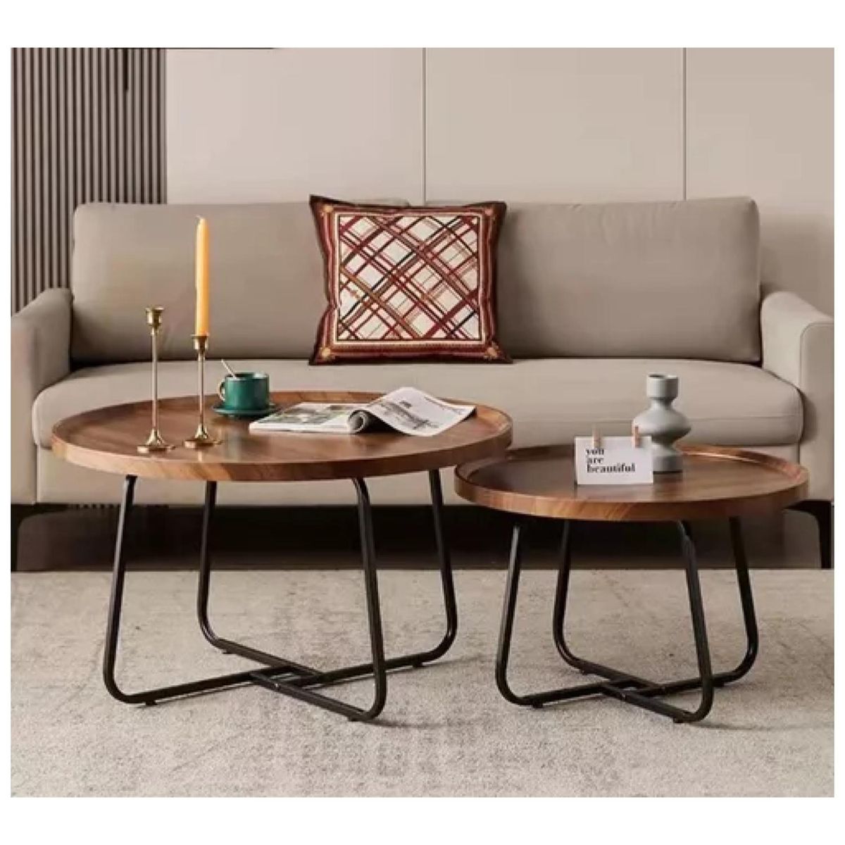 HOMER DESIGN - Set 2 Mesas Centro Redondas Living Cafe Vanguardia Spiro