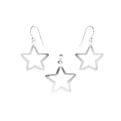 GENERICO - Conjunto de Plata Con Figuras de Estrellas Satinadas