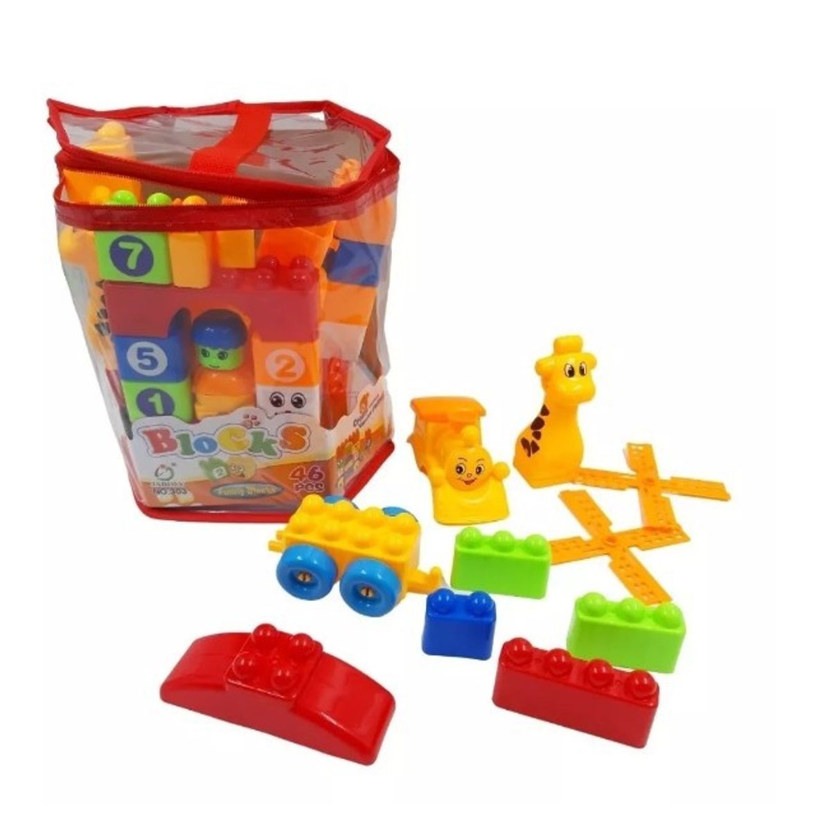 GENERICO - Bolso Bloques Cubos Grandes Para Bebes 44 Con Numeros 45pzs