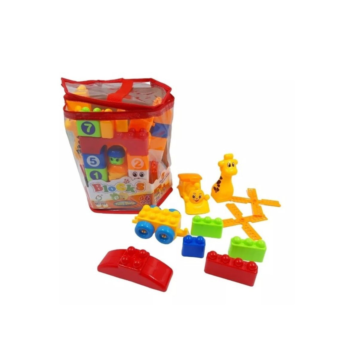 GENERICO - Bolso Bloques Cubos Grandes Para Bebes 44 Con Numeros 45pzs