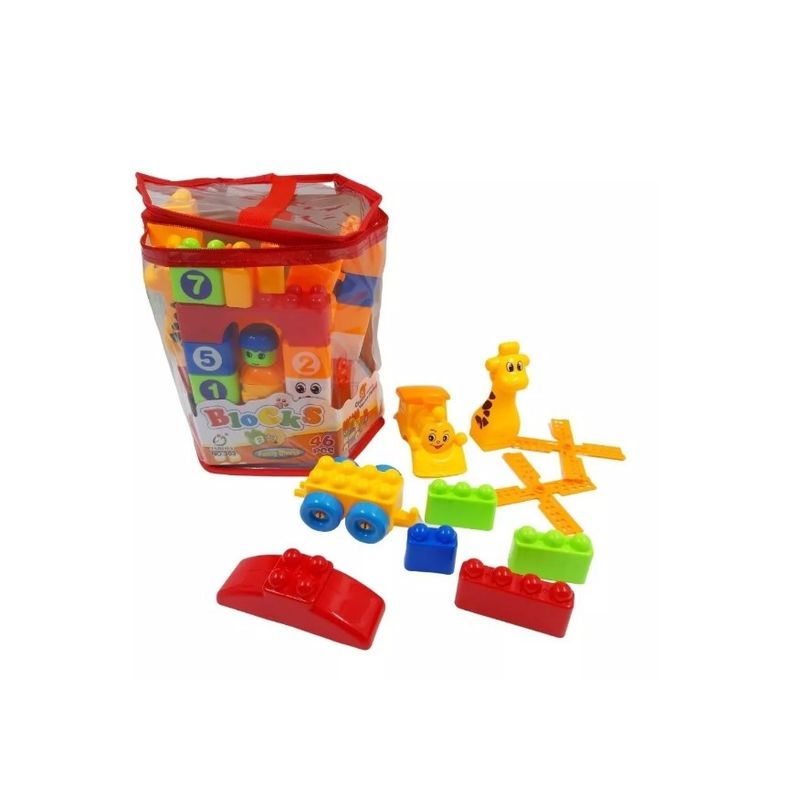 GENERICO - Bolso Bloques Cubos Grandes Para Bebes 44 Con Numeros 45pzs