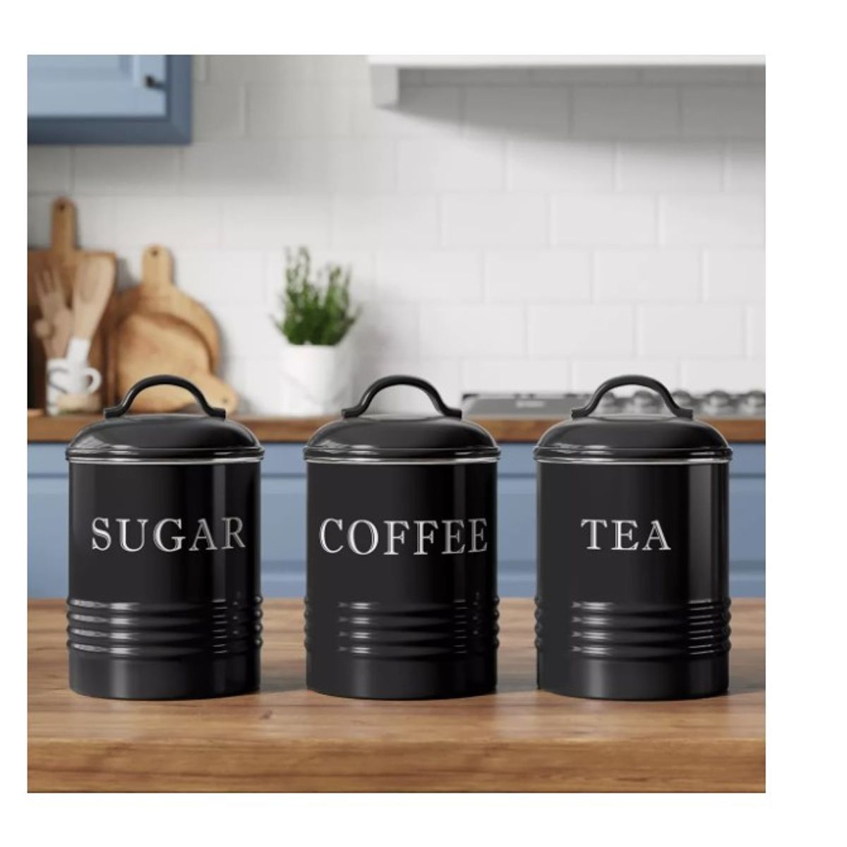 GENERICO - Pack X3 Frasco Hermético Contenedor Cocina Azucar Sal Te Negro