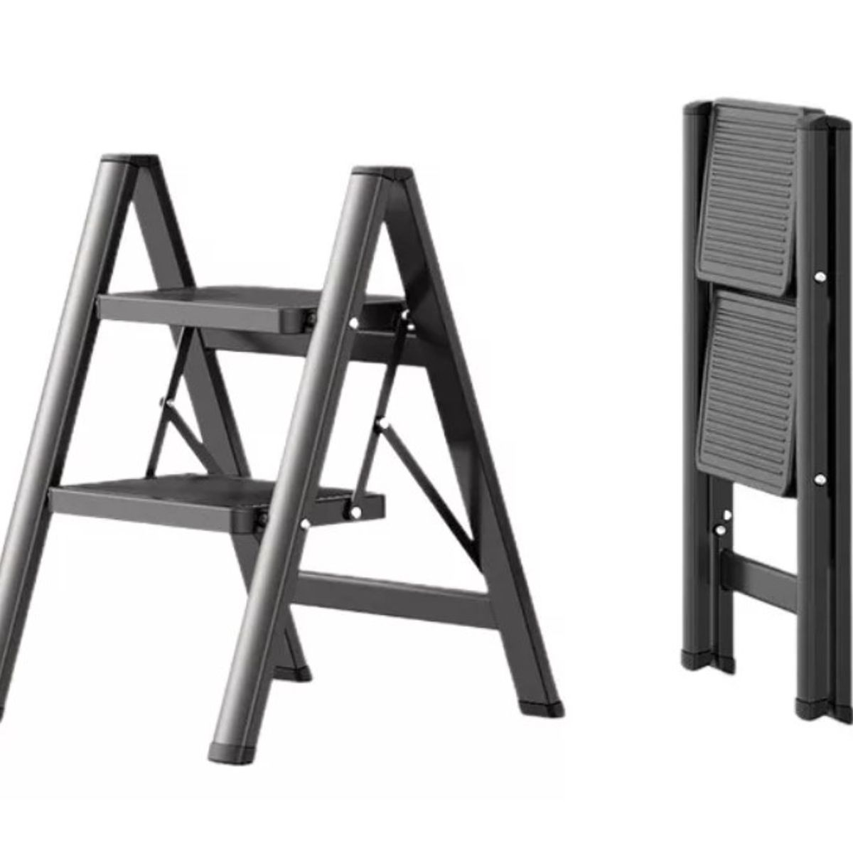 GENERICO - Escalera Plegable Ligera Acero 2 Escalones Capacidad 150kg