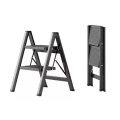 GENERICO - Escalera Plegable Ligera Acero 2 Escalones Capacidad 150kg