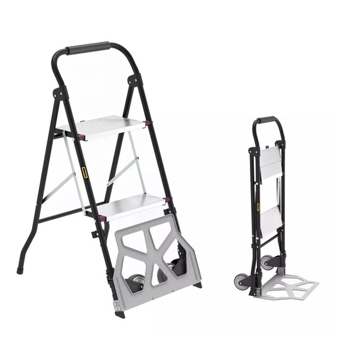 GENERICO - Escalera Plegable 2 Peldaños Y Carro De Carga Yegua 2 En 1
