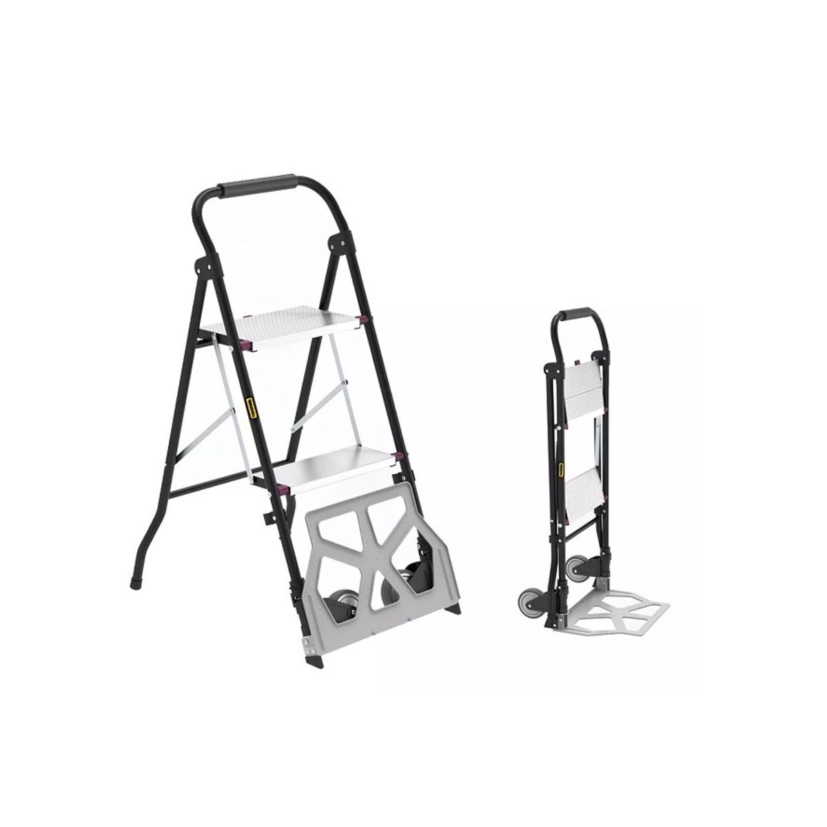 GENERICO - Escalera Plegable 2 Peldaños Y Carro De Carga Yegua 2 En 1