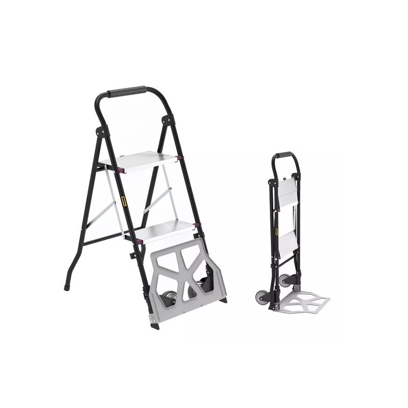 GENERICO - Escalera Plegable 2 Peldaños Y Carro De Carga Yegua 2 En 1