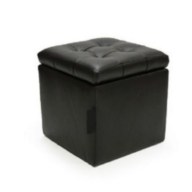 MUEBLES HVM - Puff baúl  negro Cuero pu 40 x 40
