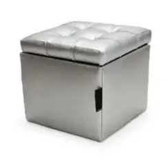 MUEBLES HVM - Puff baúl  Gris 40 x 40