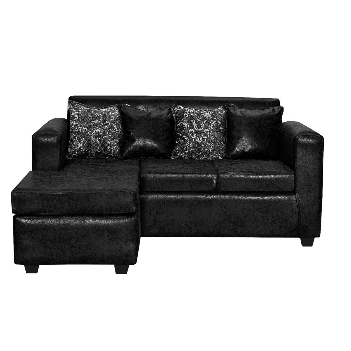 ADONIS LEUDH - Sofá Seccional Intercambiable Ezeiza Envejecido Negro Brillante