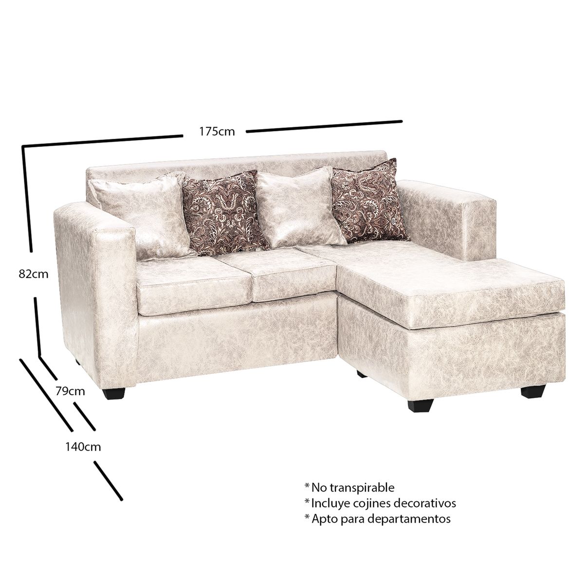 ADONIS LEUDH - Sofá Seccional Intercambiable Ezeiza Envejecido Blanco Cálido