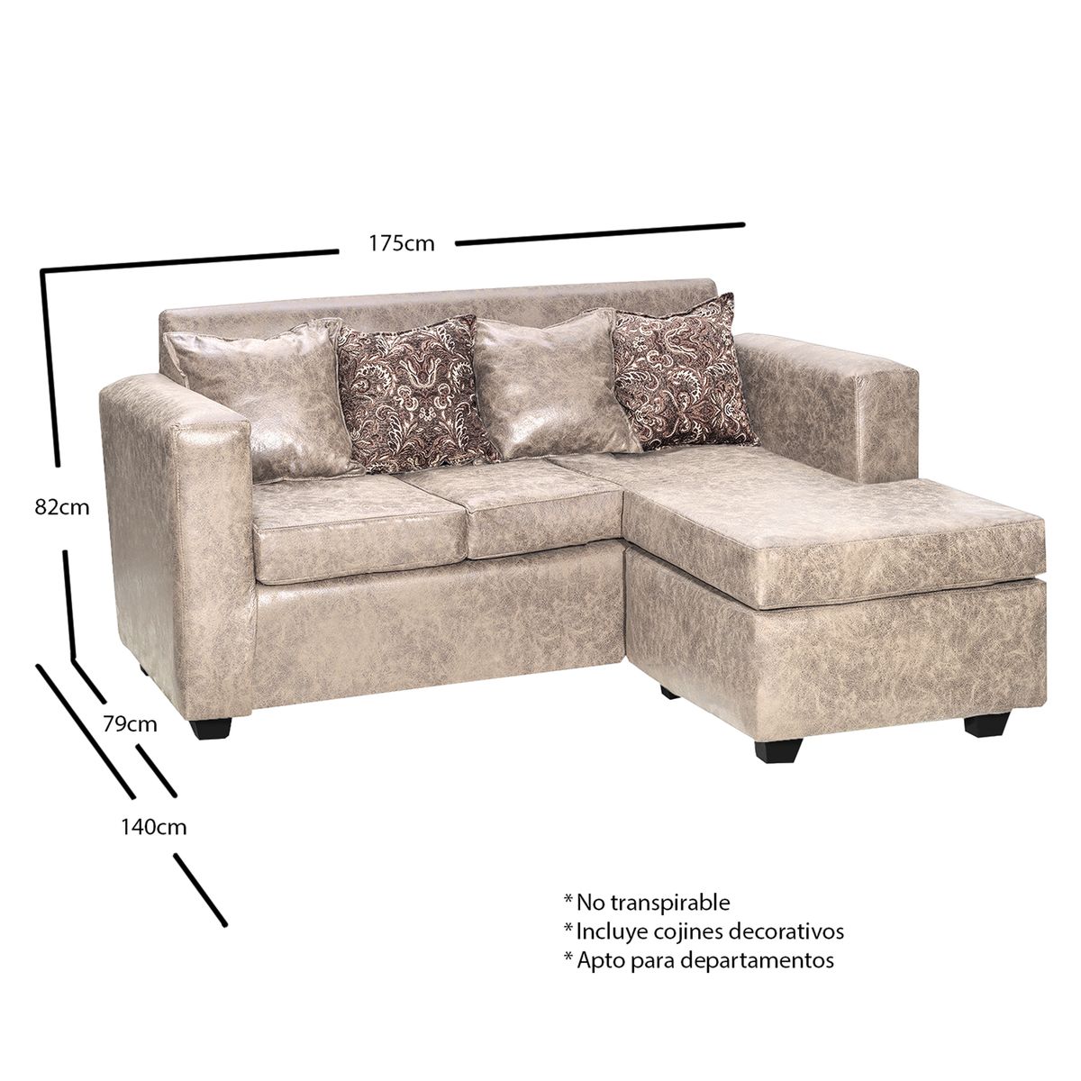 ADONIS LEUDH - Sofá Seccional Intercambiable Ezeiza Envejecido Beige