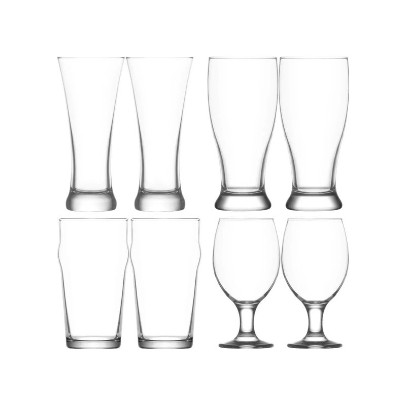 GENERICO - Juego De 8 Vasos De Cerveza Lav 4 Modelos Color Transparente