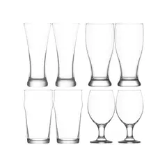 GENERICO - Juego De 8 Vasos De Cerveza Lav 4 Modelos Color Transparente