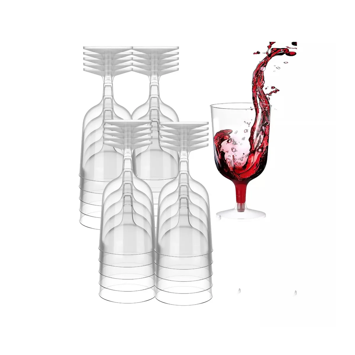 GENERICO - 40 Set De Copas Vino, Coctel De Acrilico Copa De Plastico 6oz/177ml