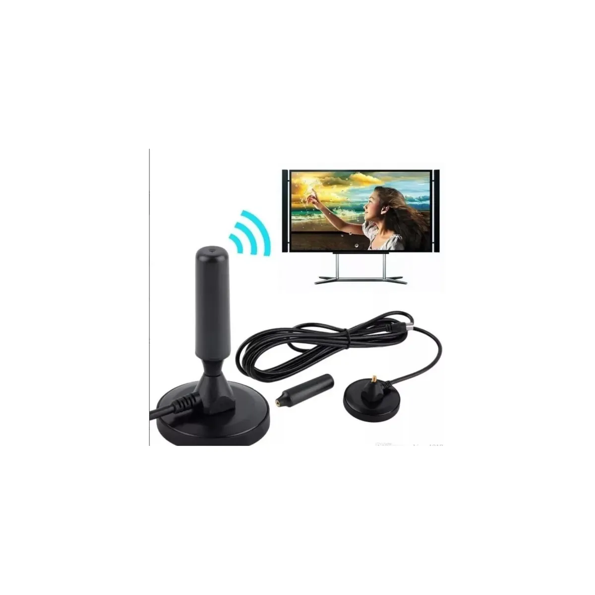 GENERICO - Antena Tv Digital Hd Coaxial Con Iman Cable 5m Nacional