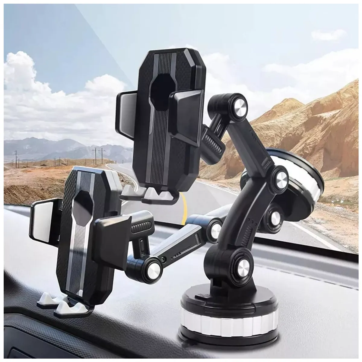 KUANGYE - Soporte Para Teléfono De Coche Ventosa Con Brazo Telescópic