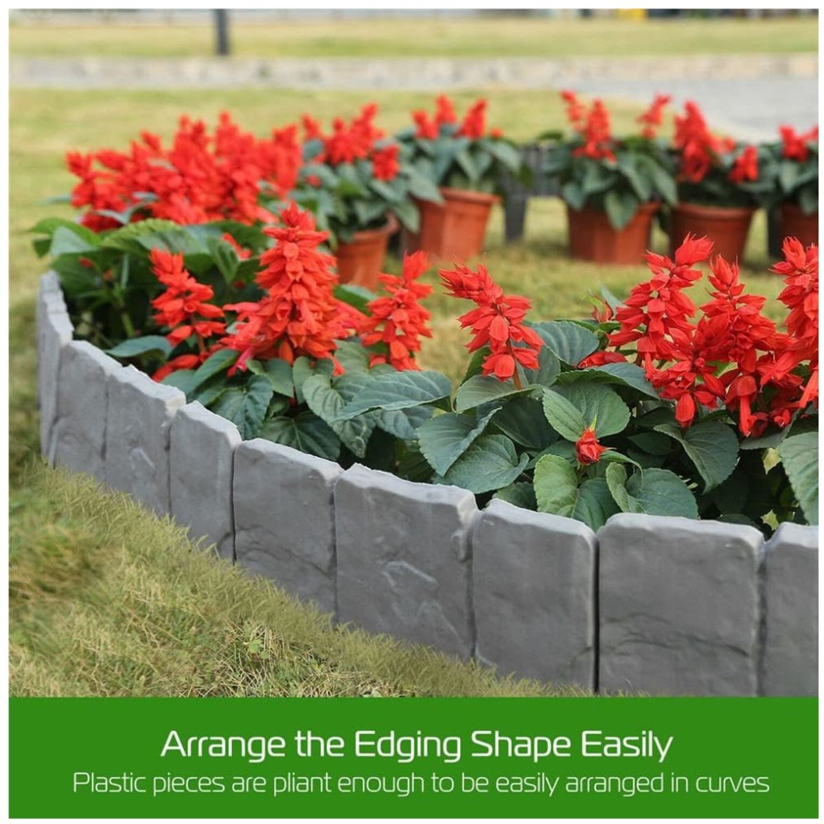 KUANGYE - Vallas Jardín Estacas Borde Diseño Piedras Adoquin X 10