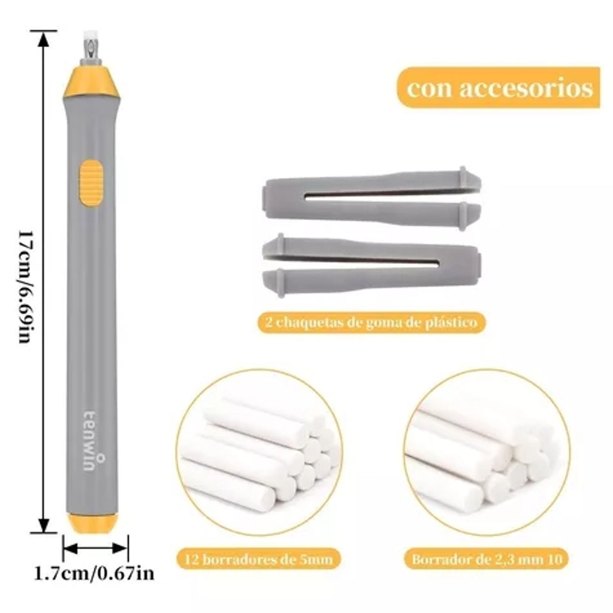 EDWINAYY - Borrador Electrico Kit Goma Dibujo Ajustable 70 Repuestos