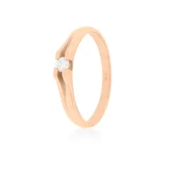 JB JOYAS BARON - Anillo Compromiso Oro Rosado 18kt Milán 1x14ptos Diamante