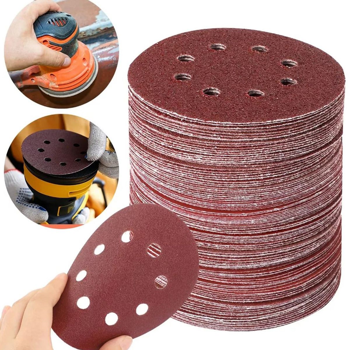 KUANGYE - Set 165 Lijas Velcro Con 8 Orificios 125mm 5 Pulgadas