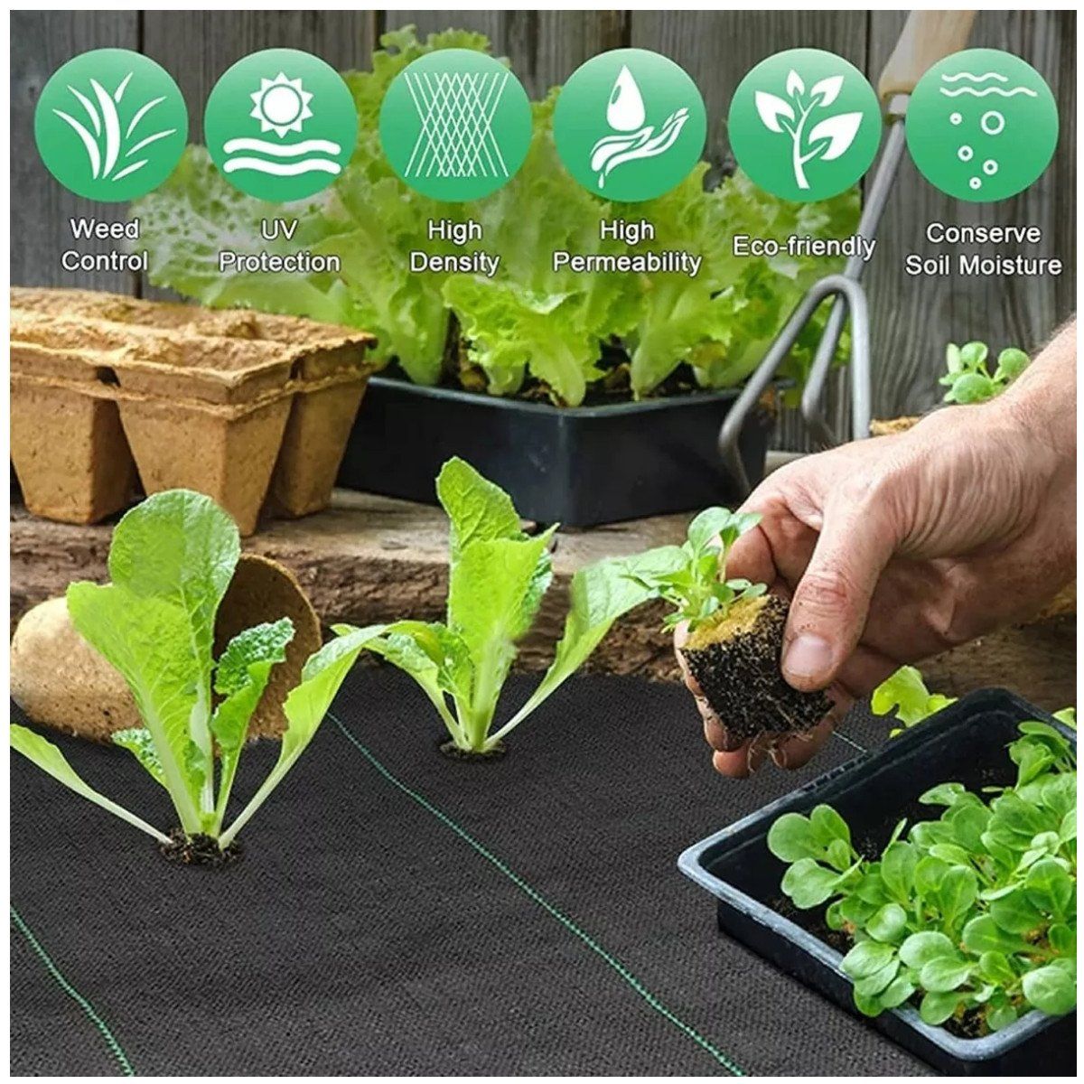 KUANGYE - Ground Cover O Malla Antimaleza Cubresuelo 140cm Ancho X 10m Largo-