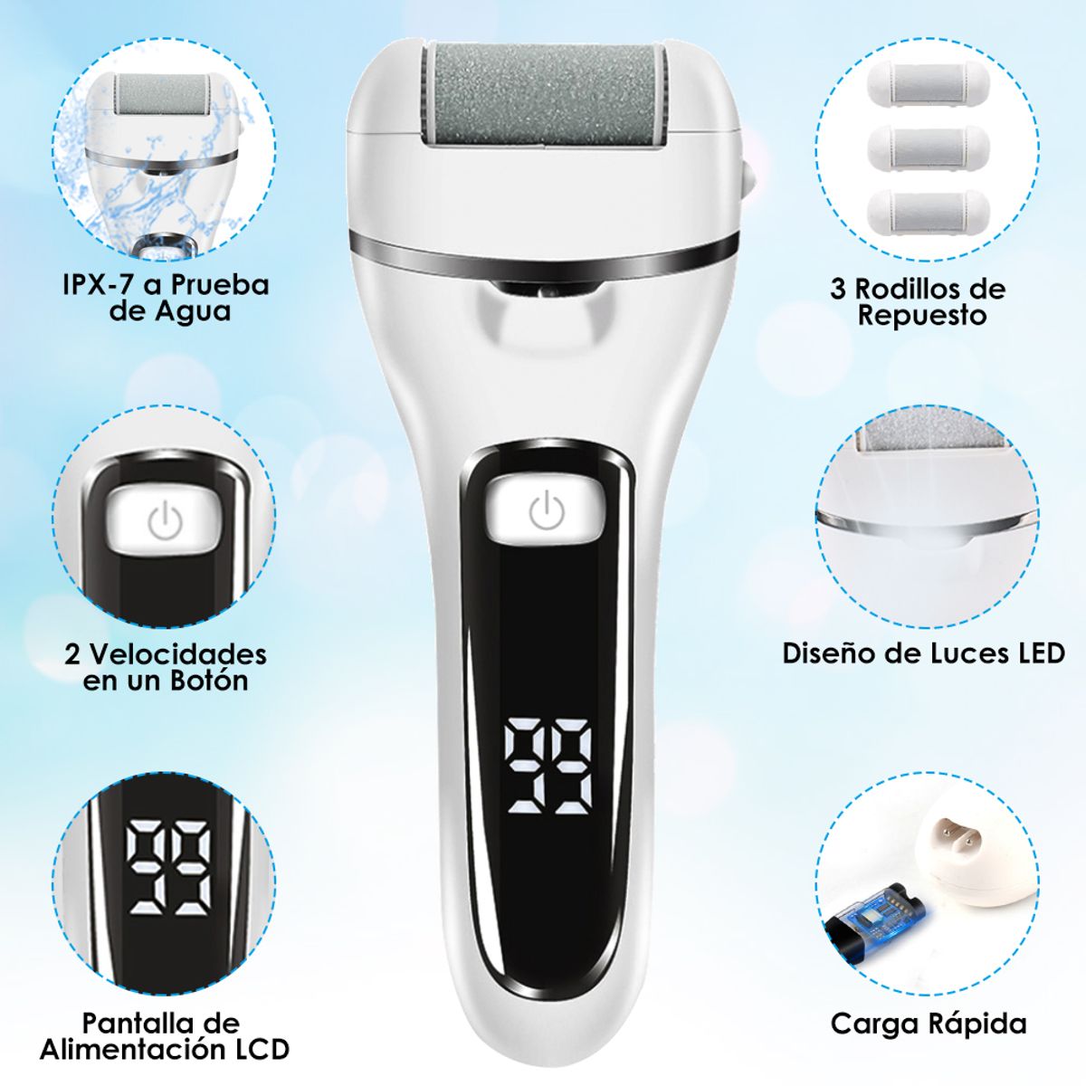 SLOWTON - Removedor Quita Callos Eléctrico Para Pie Recargable